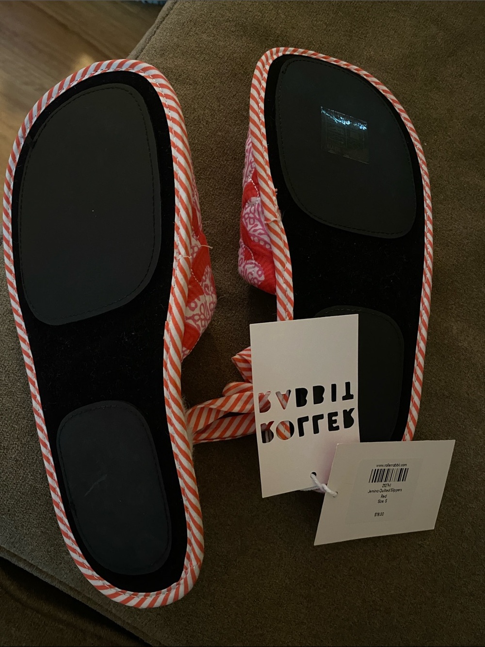 Roller Rabbit Pink & White Quilted Slip-On Slippers - Picture 5 of 6